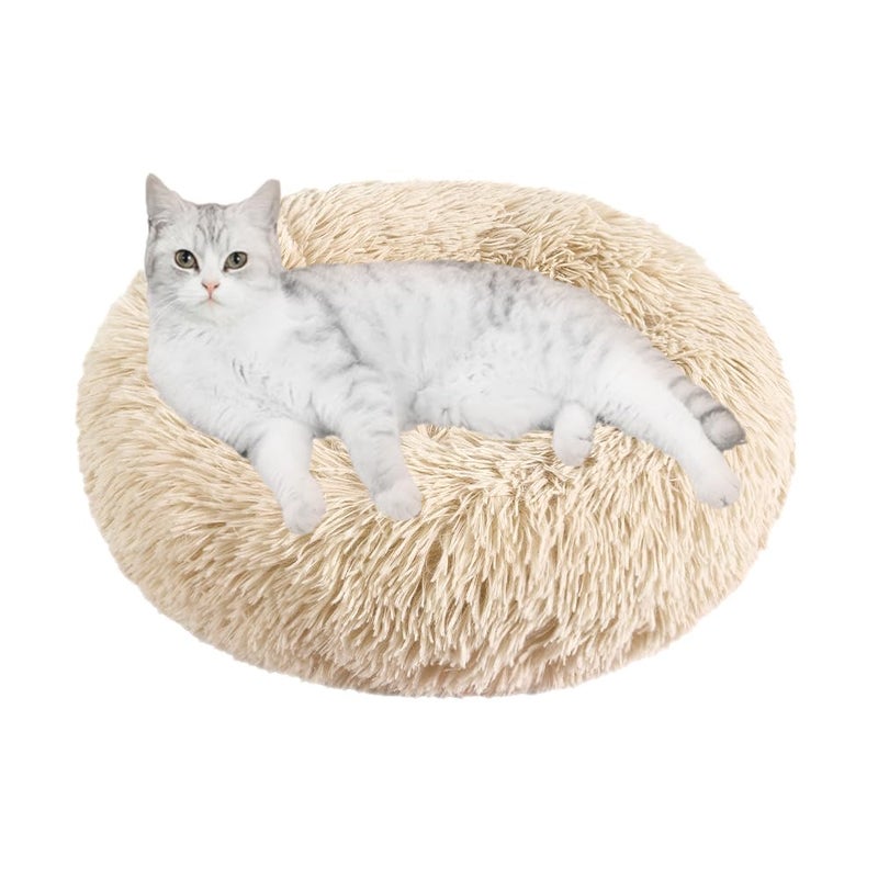 otoez Kitten Puppy Bed Extra Small XS Round Dog Cat Beds Anti Anxiety Plush Pet Calming Donut Bed with Non-Slip Waterproof Bottom, Washable (15.7", Taupe) - Image 5